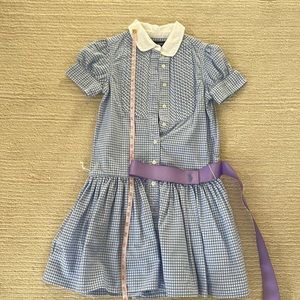Polo girls size 7 blue gingham dress with pleated top